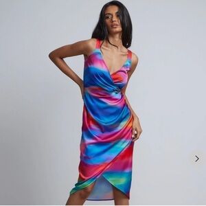 Multicolor Sleeveless Wrap Dress